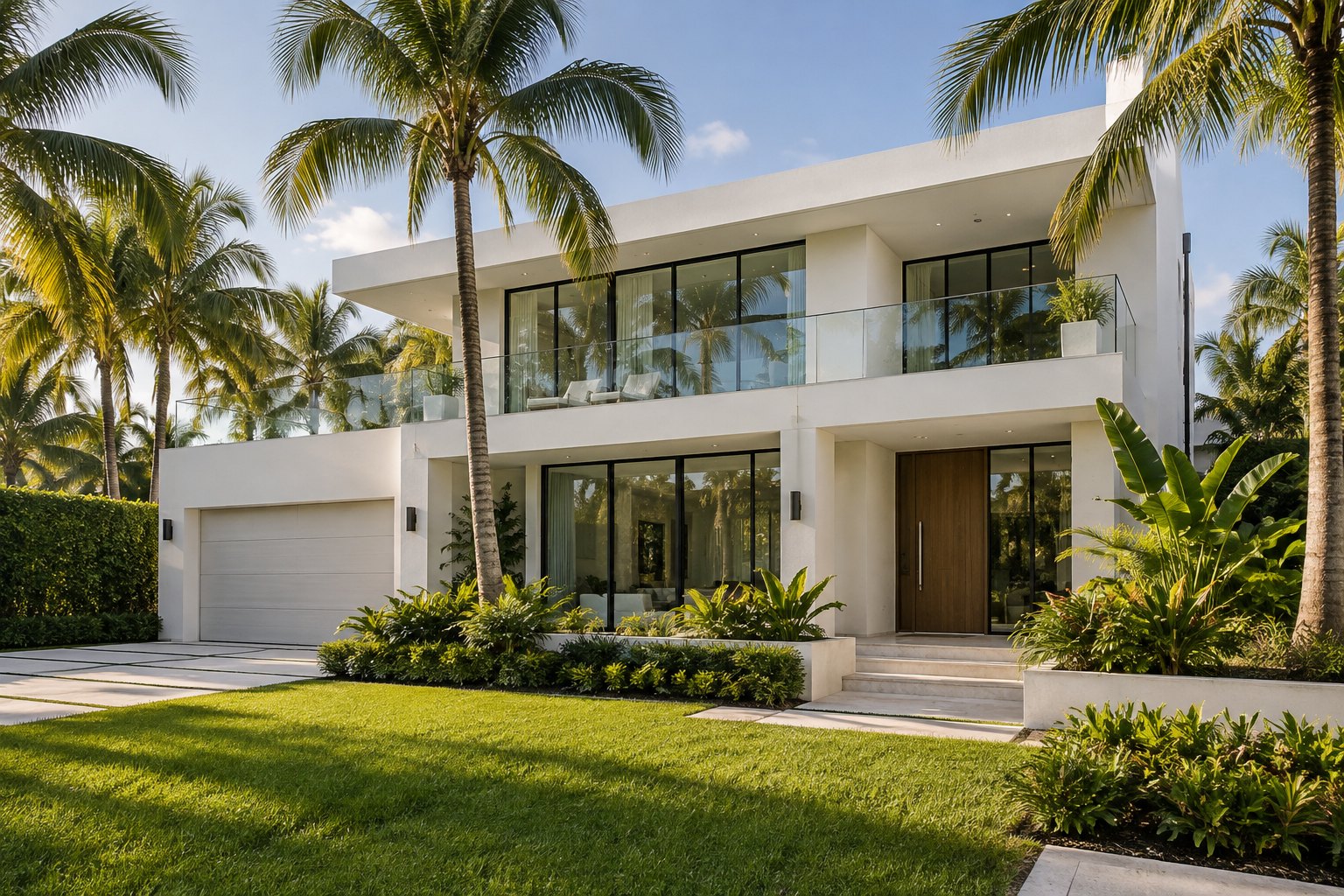 A foursquare home with a front porch in Surfside, illustrative