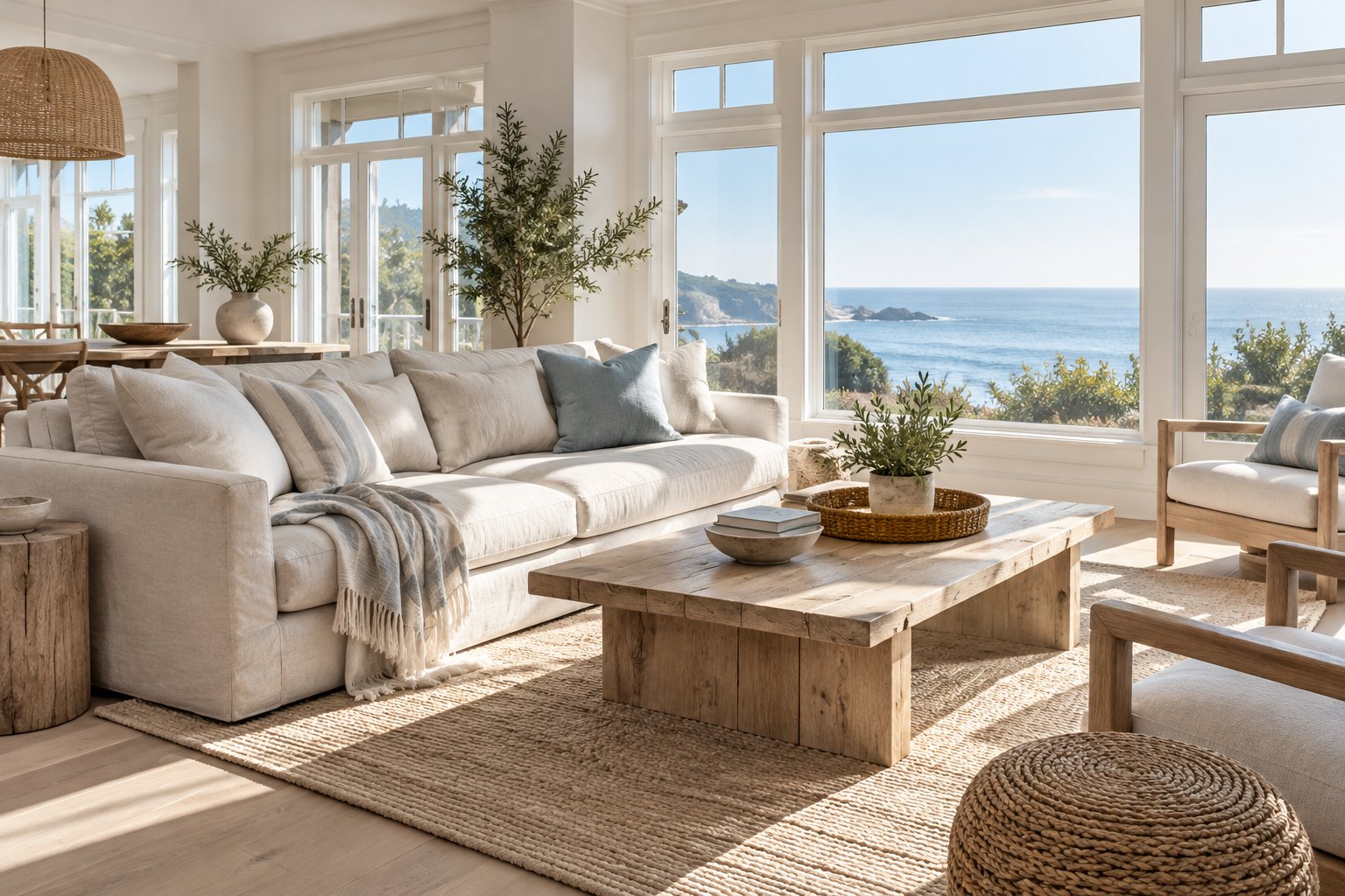 A cozy South Florida family room, illustrative